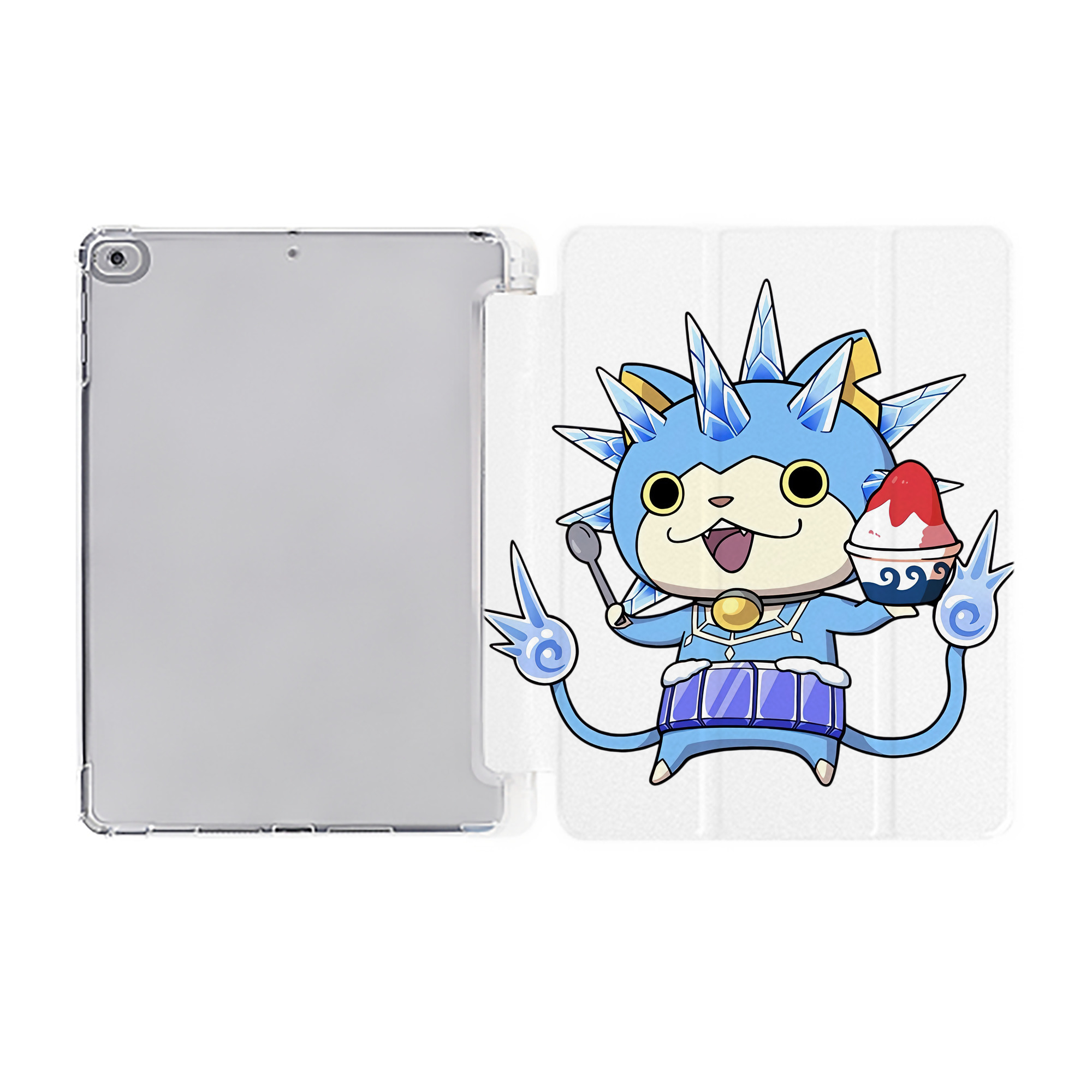 （画像用） 妖怪ウォッチ Yo-kai Watch IPad ケース ペン収納付き 三つ折りスタンド PUレザー×シリコン 対応機種9.5/10.5/10.9インチ